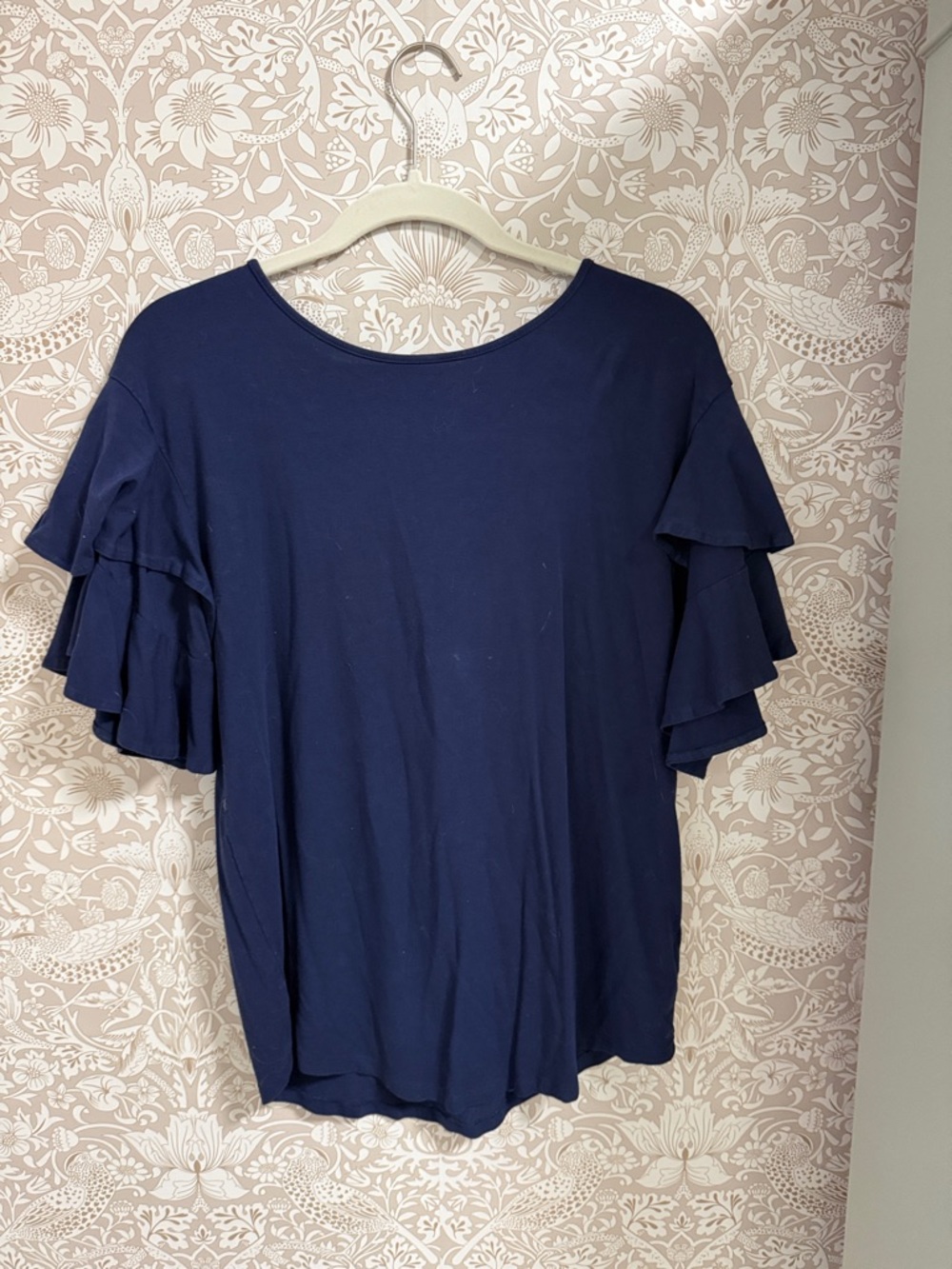 Layered Ruffle Sleeve Navy Tee